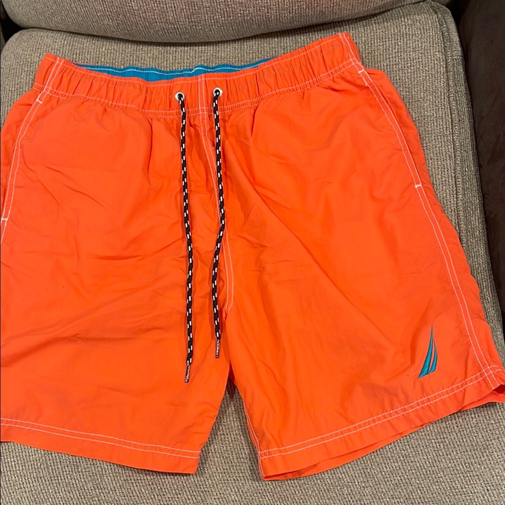 Nautica Orange Swim Trunks with Quick-Dry Fabric